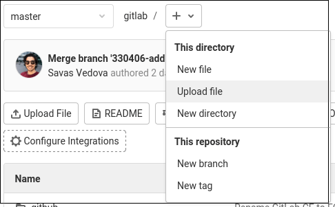 Upload file dropdown list